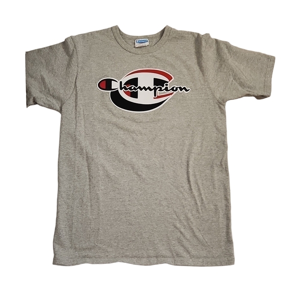 Champion Men's Gray T-Shirt L, Embroidered Logo, Crew Neck - Picture 2 of 9